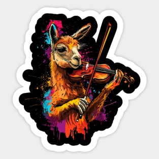 Llama Playing Violin Sticker